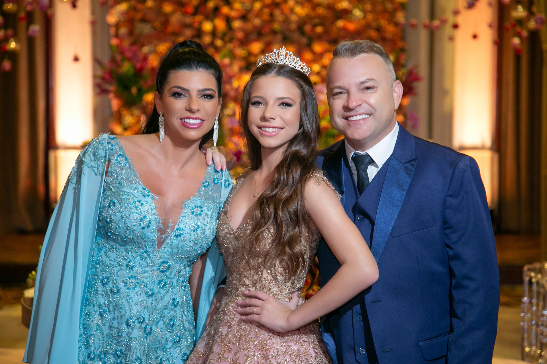 Debutante com os pais
